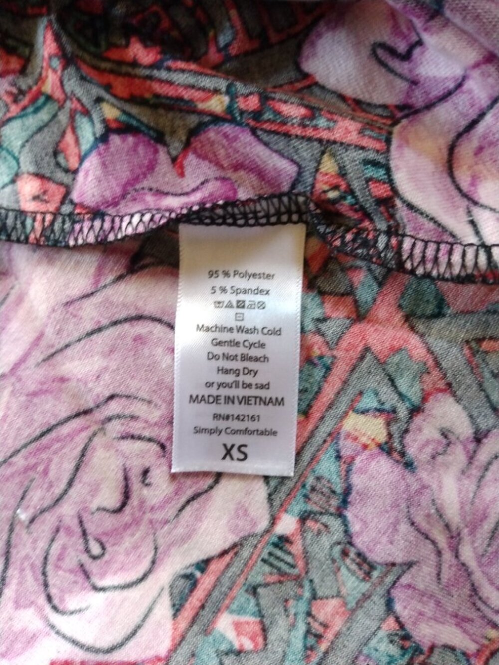 LuLaRoe Pink Floral Geometric Simply Comfortable Stretch Dress XS Boho Retro - Picture 5 of 5